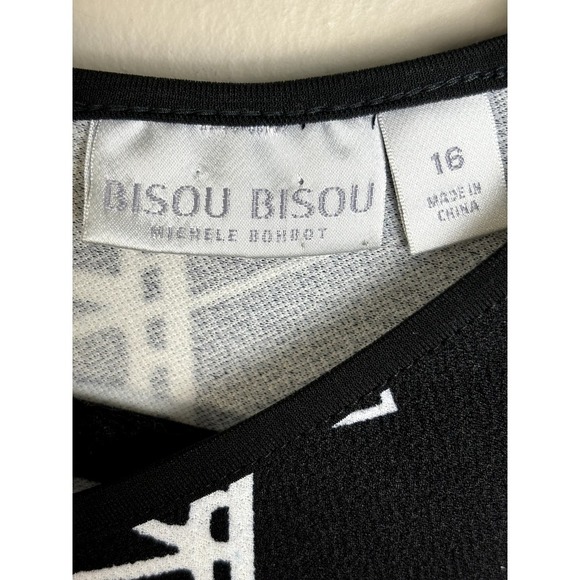Bisou Bisou Plus Black White Tribal Bodycon Dress Size 16 - Picture 3 of 9